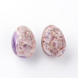 Natural Amethyst Gemstone Egg Stone, Pocket Palm Stone for Anxiety Relief Meditation Easter Decor