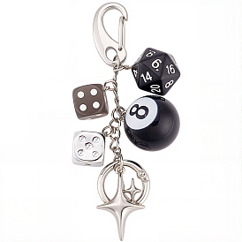 Подвесные украшения из акрила из сплава, с подвесками в виде игральных костей и бильярда