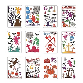 Halloween Theme PET Drawing Stencil, Reusable Stencils for Paper Wall Fabric Floor Furniture Canvas Wood