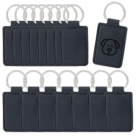 16Porte-clés rectangulaires en cuir PU (pièces), avec porte-clés fendu en alliage, platine