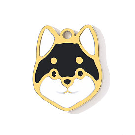 304 нержавеющей стальной эмали подвески, собака прелести, ионное покрытие (ip), реальный 18 k позолоченный