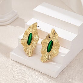 Серьги-гвоздики из цинкового сплава с эмалью, овальные