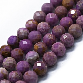 Natural Phosphosiderite Stone Beads Strands, Faceted(64 Facets), Round