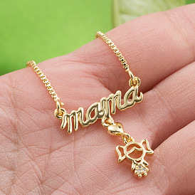Vintage Mama Letter Necklace for Women, Sweater Chain Pendant Jewelry Gift