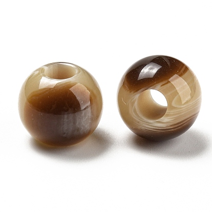 Opaque Resin Two Tone European Beads, Large Hole Beads, Rondelle