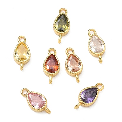 Латунные подвески-каплевидные элементы с кубическим цирконием, инкрустированные фианитами., золотые, стойки покрытие, без кадмия и без свинца, долговечный