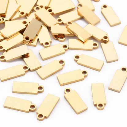 Pendentifs en acier inoxydable, finition polie miroir, rectangle, estampillage d'une étiquette vierge