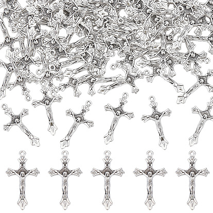 100Pcs Tibetan Style Alloy Pendants, Crucifix Cross Charms, Cadmium Free & Lead Free, For Easter