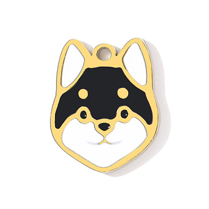 304 нержавеющей стальной эмали подвески, собака прелести, ионное покрытие (ip), реальный 18 k позолоченный