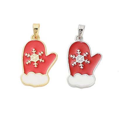Латунь эмаль подвески, рождественские перчатки прелести