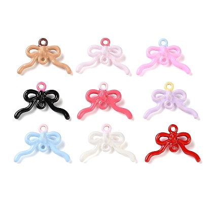 Alloy Enamel Pendants, Bowknot Charms