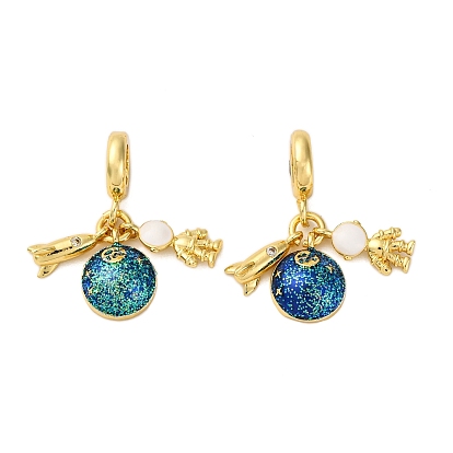 Латунные микро проложить кубического циркония подвески, астронавт ракета планета, с эмалью и блеском пудры, без кадмия и без свинца, стойки покрытие, долговечный