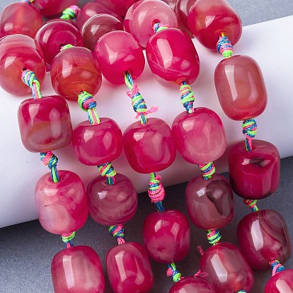 Природный агат бисер нитей, окрашенная и подогревом, баррель