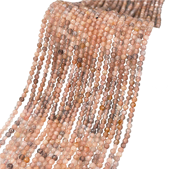 450Pcs Natural Multi-Moonstone Beads, Faceted, Round