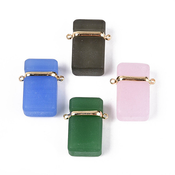 Стеклянные прямоугольные звенья соединительные подвески, с латунной фурнитурой , золотые