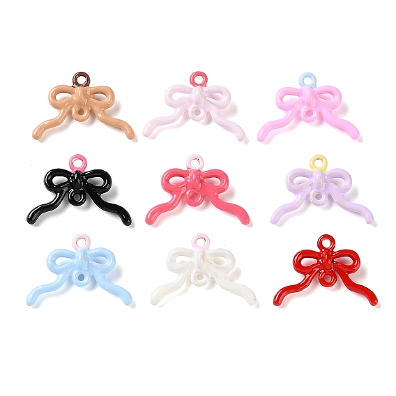 Alloy Enamel Pendants, Bowknot Charms
