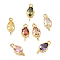 Латунные подвески-каплевидные элементы с кубическим цирконием, инкрустированные фианитами., золотые, стойки покрытие, без кадмия и без свинца, долговечный