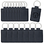 16Pcs Rectangle PU Leather Keychains, with Alloy Split Key Ring, Platinum