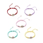 Adjustable Nylon Thread Cord Braided Beaded Bracelets, with Evil Eye Resin Beads and Alloy Rhinestone Hamsa Hand Beads