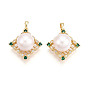 Подвески из натурального пресноводного жемчуга, латунные микро проложить кубического циркония подвески, ромб