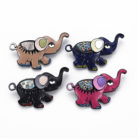 Elephant Enamel Pin, Animal Alloy Brooch with Stickers for Backpack Clothes, Electrophoresis Black, Nickel Free & Lead Free