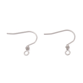 Ion Plating(IP) 316 Surgical Stainless Steel Earring Hooks, Ear Wire, with Horizontal Loop