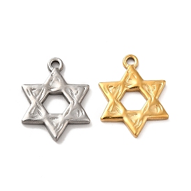 Ion Plating(IP) 304 Stainless Steel Pendants, Star of David Charm
