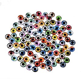 Cabochons en verre transparent imprimé, demi-rond avec motif oeil