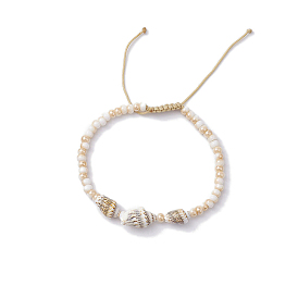 Браслеты из натуральных морских ракушек и стеклянного бисера, с нейлоновым шнуром