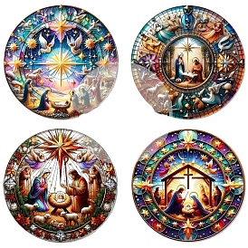 Рождественские акриловые плоские круглые и пасхальные подвесные украшения в виде Иисуса, для внутреннего зеркала заднего вида автомобиля подвесной орнамент