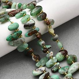 Натуральные хризопразные бисерные пряди, самородки, Топ пробуренной, упавший камень, с бисером