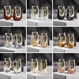 Korean jewelry industry trend fashion earrings female geometric U-shaped acrylic retro metal temperament design sense earrings