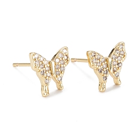 Butterfly Sparkling Cubic Zirconia Stud Earrings for Girl Women, Lead Free & Nickel Free & Cadmium Free, Brass Micro Pave Cubic Zirconia Earrings