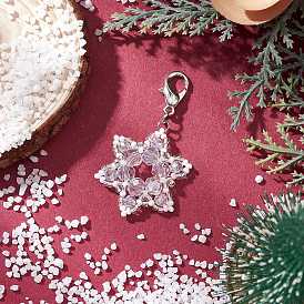 Стеклянные подвески в виде снежинок, с круглыми бусинами toho и застежками-лобстерами из цинкового сплава