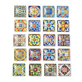 20Pcs Glass Cabochons, Square