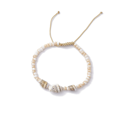 Браслеты из натуральных морских ракушек и стеклянного бисера, с нейлоновым шнуром