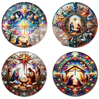 Рождественские акриловые плоские круглые и пасхальные подвесные украшения в виде Иисуса, для внутреннего зеркала заднего вида автомобиля подвесной орнамент