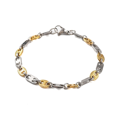 201 Stainless Steel Link Chain Bracelets, with 304 Stainless Steel Clasps