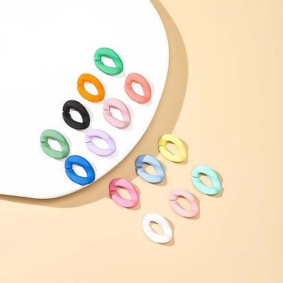 Acrylic hand paint 23mm*17mm simple macaron seven-color chain opening buckle diy can be assembled chain