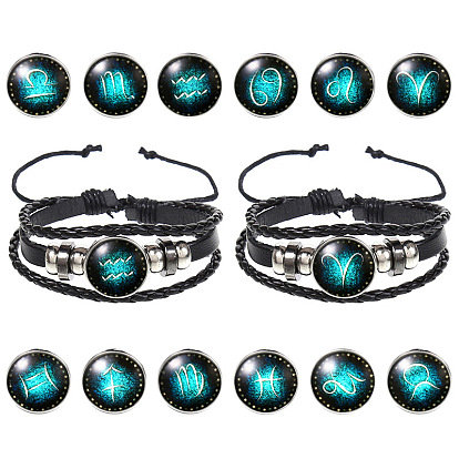 Bracelet en cuir phosphorescent constellation du zodiaque pour hommes et femmes