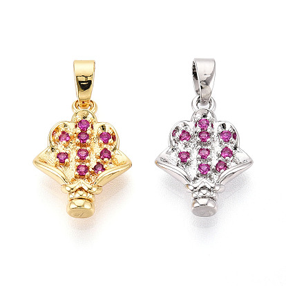 Латунные микро проложить кубического циркония подвески, без кадмия и без свинца, цветок