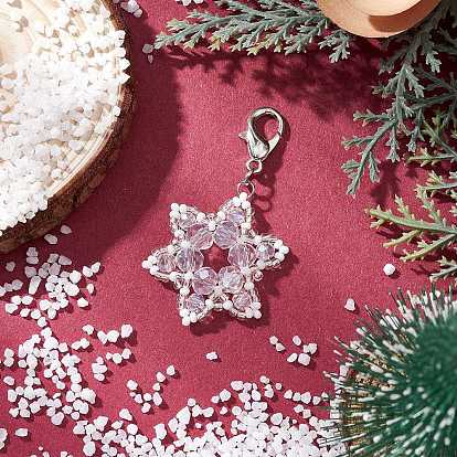 Стеклянные подвески в виде снежинок, с круглыми бусинами toho и застежками-лобстерами из цинкового сплава