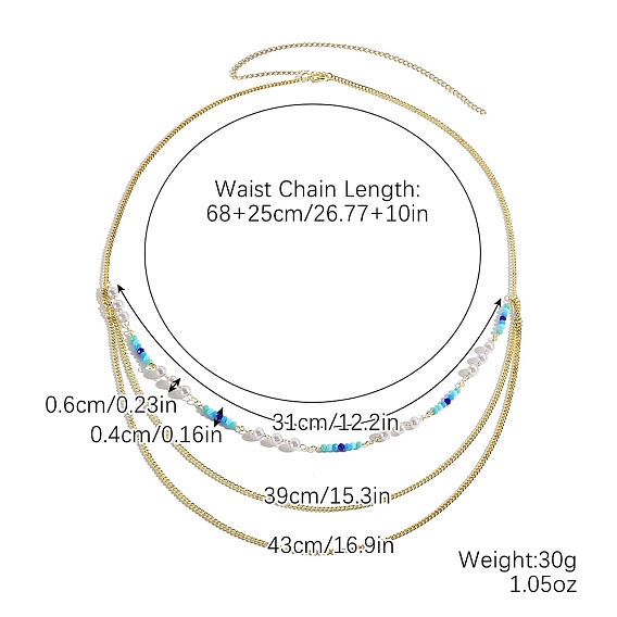 Многослойные пояса чиан из сплава бисера