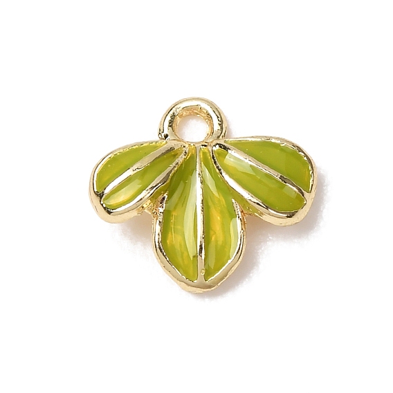 Aleación con dijes de esmalte amarillo verdoso, encantos de la hoja