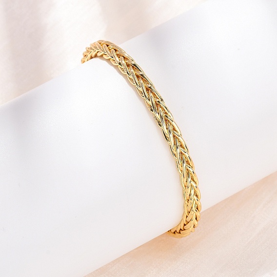 Плетеные латунные браслеты-манжеты, браслеты с крутящим моментом для женщин, долговечный, стойки покрытие, без кадмия и без свинца