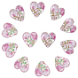 20Pcs Handmade Transparent Lampwork Beads, Heart with Flower