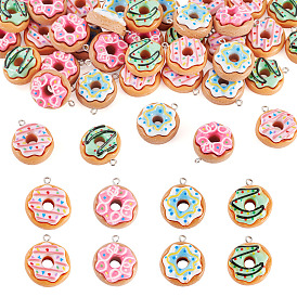 40подвески из непрозрачной смолы, имитация еды, пончик, с железной платиной петлей