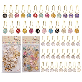 Alloy Enamel Locking Stitch Marker, Letter, Golden