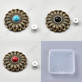 12 сумки 3 цветные бусины из сплава и смолы пуговицы, плоские круглые с цветочным узором, для поделок багажа и аппаратных принадлежностей