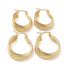 Вакуумное покрытие pvd 201 серьги-кольца из нержавеющей стали с многослойными 304 штифтами из нержавеющей стали, переплетенные украшения для женщин